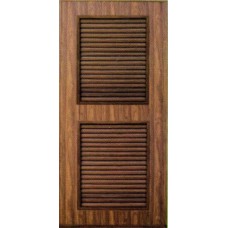 T5 ชุดบานประตู พีวีซี TOP รุ่น INTERLOCK T5 เกล็ด2ตอนสีลายไม้สัก ตราท็อป