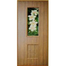 ST001 ชุดบานประตู พีวีซี TOP รุ่น ST - SMART ลามิเนตลายไม้สัก ดอกลีลาวดี ตราท็อป