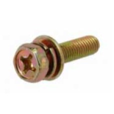 0192-10mm  สกรูหัวเหลี่ยมแฉก IND ติดแหวนอีแปะ แหวนสปริงชุบรุ้ง ขนาด 10mm. 