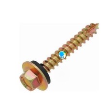 0420-25mm  สกรูปลายสว่านหัวเหลี่ยมปลายผ่า QSD พร้อมแหวนยางชุ้บรุ้ง ขนาด 25mm