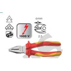 50812001888  คีมปากจิ้งจกหุ้มฉนวนกันไฟ 1000 โวลท์ 180mm  HEYTEC TOOLS