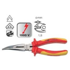 50812092088  คีมปากแหลมปลายงอหุ้มฉนวนกันไฟ 1000 โวลท์ 200mm  HEYTEC TOOLS