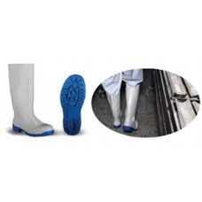 SAFETY PLUS S4  รองเท้าบูทนิรภัย PVC/NITRILE สีขาวพื้นสีน้ำเงิน  DIKAMAR