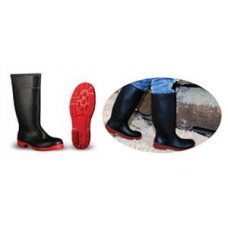 SAFETY PLUS S5  รองเท้าบูทนิรภัย PVC/NITRILE สีดำพื้นสีแดง  DIKAMAR