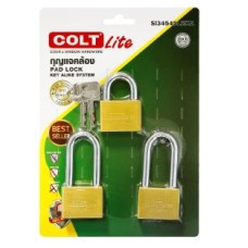 SI34545L2KA กุญแจคล้องคอสั้น-คอยาว 45mm สีทองเหลือง 3ตัว/ชุด รุ่นแผง COLT LITE