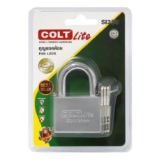 SI350 กุญแจคล้องคอสั้นแบบสี่เหลี่ยม 50mm สีเงินด้าน (ไส้ทองเหลือง) รุ่นแผง COLT LITE