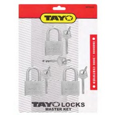I03067 กุญแจคอสั้น สีเงิน 3 ตัว/ชุด [รุ่นแผง] 40mm TAYO