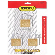 I03071 กุญแจคอสั้น สีทอง 3 ตัว/ชุด [รุ่นแผง] 40mm TAYO