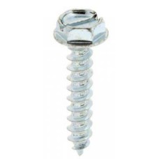 เกลียวเหล็ก หัวเหลี่ยมผ่าติดแหวน HWS ชุบขาว เบอร์ #8x5/8 นิ้ว