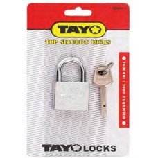 I03053 กุญแจคอสั้น สีเงิน [รุ่นแผง] 50mm TAYO