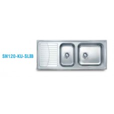 SN120-KU-SLIB ซิงค์ล้างจาน สแตนเลส แบบ2อ่าง มีที่พักจาน ตราเพชร