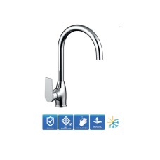 495.50.008 Hafele เฮเฟเล่ ก๊อกผสมอ่างล้างจาน-VOLGA สีทองเหลือ/สีโครมเงา