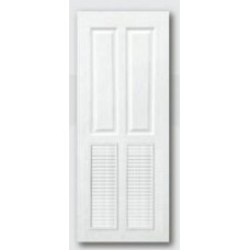 PLR-005 Polywood โพลีวูด ประตูUPVC แบบบานเกร็ดและบานกระจก REVO ขนาด 70cm. สีครีม